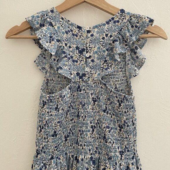 Code x Mode Ditzy Floral Smocked Midi Dress XS blue Cottage Prairie - Picture 3 of 14